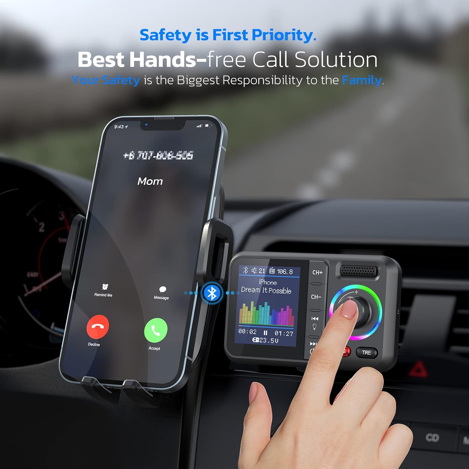 Bluetooth FM Transmitter for Car, Wireless Car Bluetooth V5.0 Adapter - VelosoleBluetooth FM Transmitter for Car, Wireless Car Bluetooth V5.0 Adaptercar - accessories