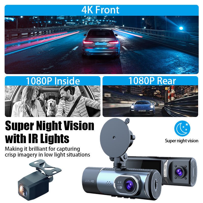 New Three - Record Three - Screen Display 4K Ultra - Clear 3.16 - Inch High - Definition Screen Wifi Connected To Gps Driving Recorder - VelosoleNew Three - Record Three - Screen Display 4K Ultra - Clear 3.16 - Inch High - Definition Screen Wifi Connected To Gps Driving Recordercar - accessories